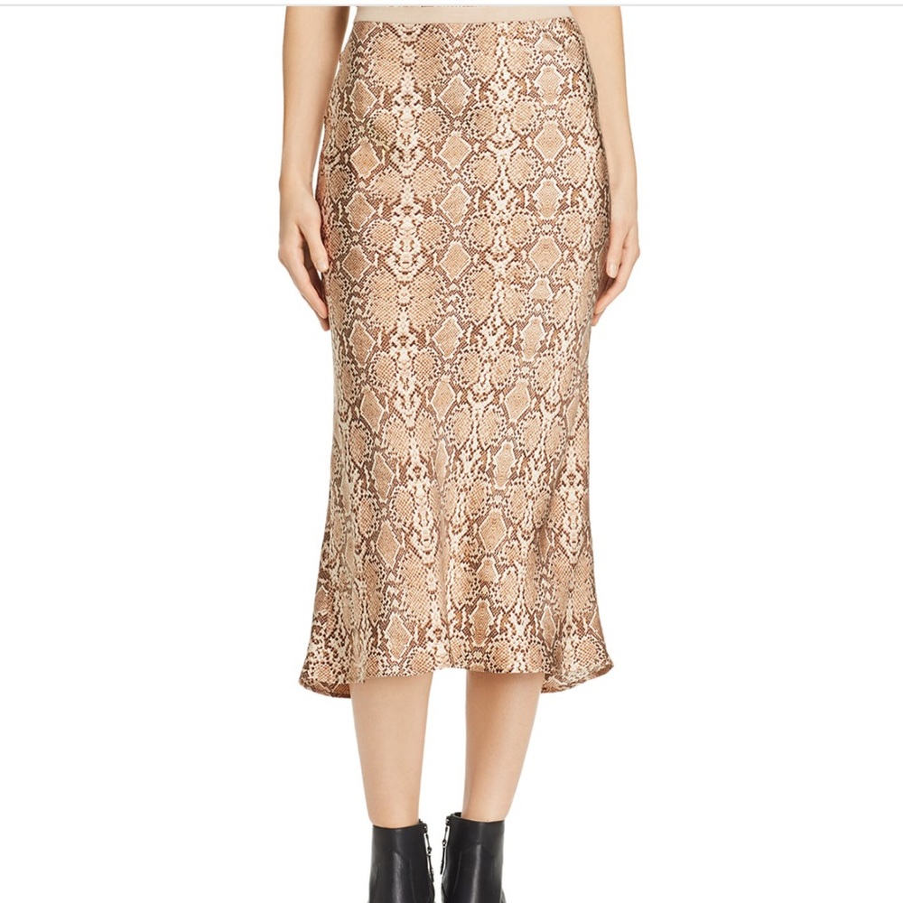 Anine Bing Bar Snakeskin Printed Silk Skirt